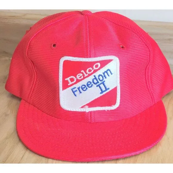 Delco Freedom II Snapback Hat Large Adjustable Vintage Cap Funkap Red