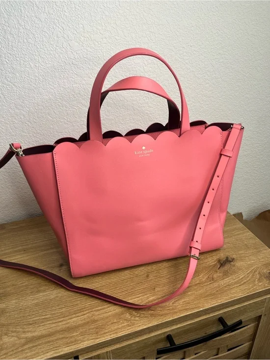 Kate Spade Magnolia Street Mina Scalloped Crossbody Tote - Raspberry Pink NWOT