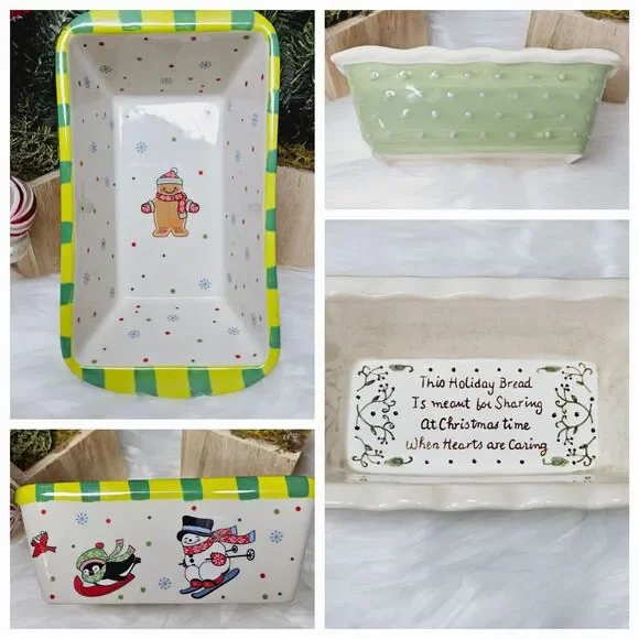 Set of 2 Oven Tara & Grasslands Mini Cake Loaf Baking Dish Christmas Lot Vintage