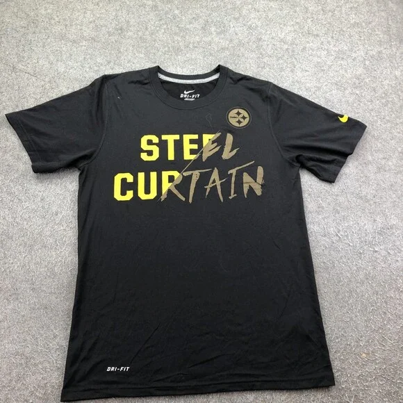 Pittsburgh Steelers Shirt Mens Small Black NFL Nike Dri Fit Steel Curtain