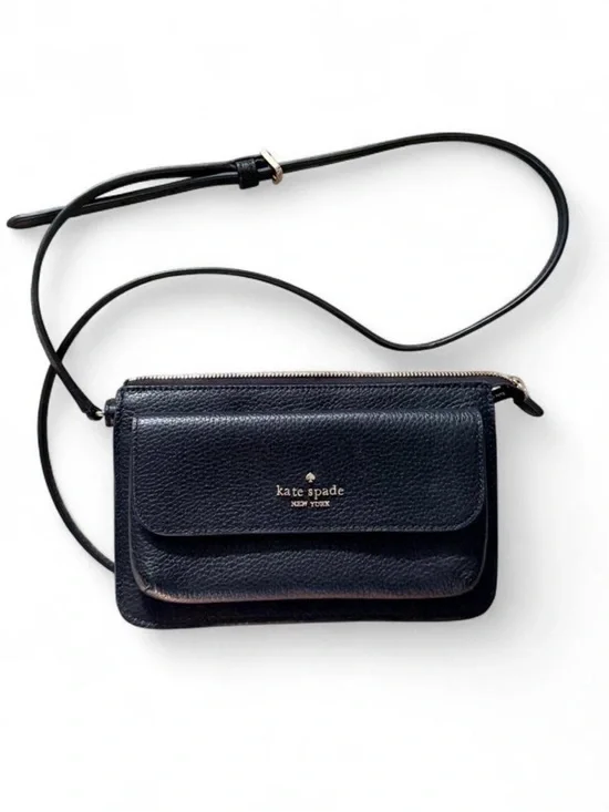 kate spade New York Black Pebbled Leather Crossbody Wallet