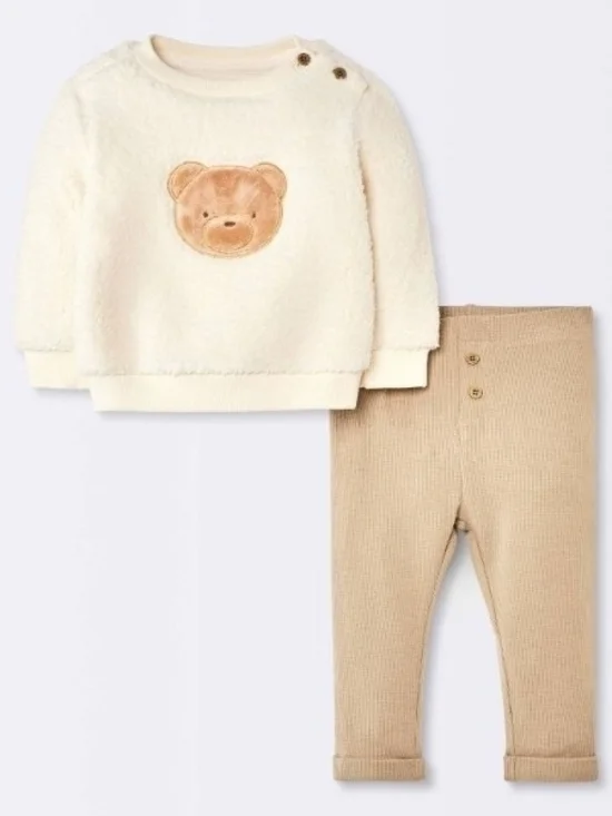 Cloud Island VIRAL Baby Boys' 2pc Bear Faux Shearling Set