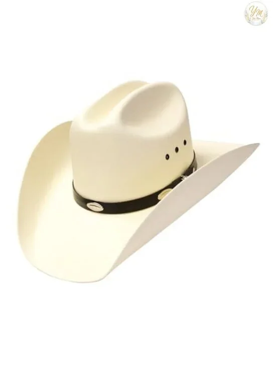 Straw Cowboy Hat Cattleman Style with Black Hat Band and Silver Conchos for Men