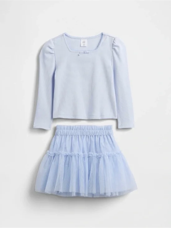 NWT - GAP Pale Blue Long Sleeve Top with Tulle Skirt