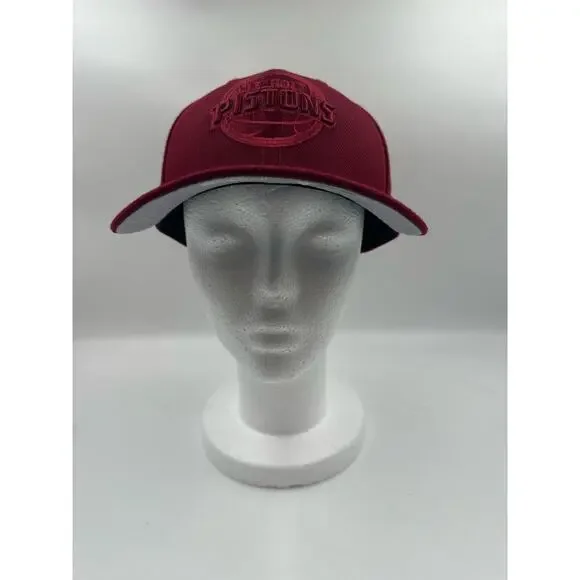 Detroit Pistons Hat Cap - Size 7 1/4 - 59Fifty New Era - Red on Red - NBA