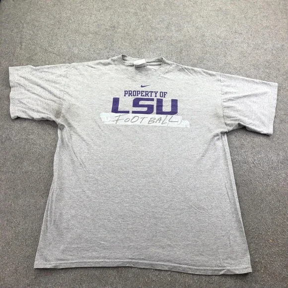 Vintage LSU Tigers Shirt Mens Medium Gray NCAA Football Nike Property Of