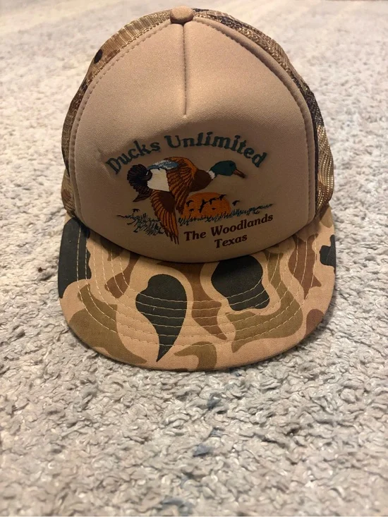 Vintage Ducks Unlimited Camo Mesh Trucker Hat Snapback Series #1 The Woodlands T