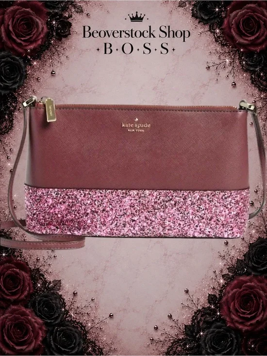 New NWT Kate Spade Flash Crossbody Bag Purse – Cherrywood Glitter