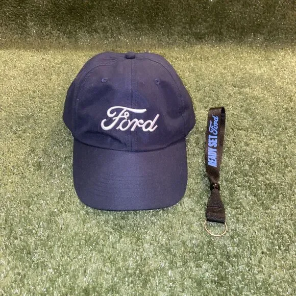Ford Baseball Hat Navy Blue Adjustable Cap & Keychain