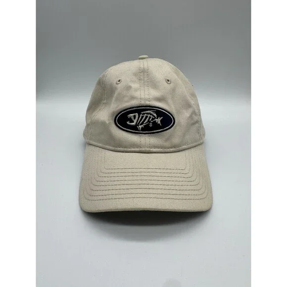 G. Loomis Fish Skeleton Logo Baseball Cap Beige One Size Strapback Hat The Game