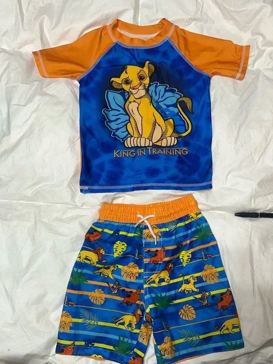 Disney Lion King Kids Rashguard Swim Set - Blue & Orange