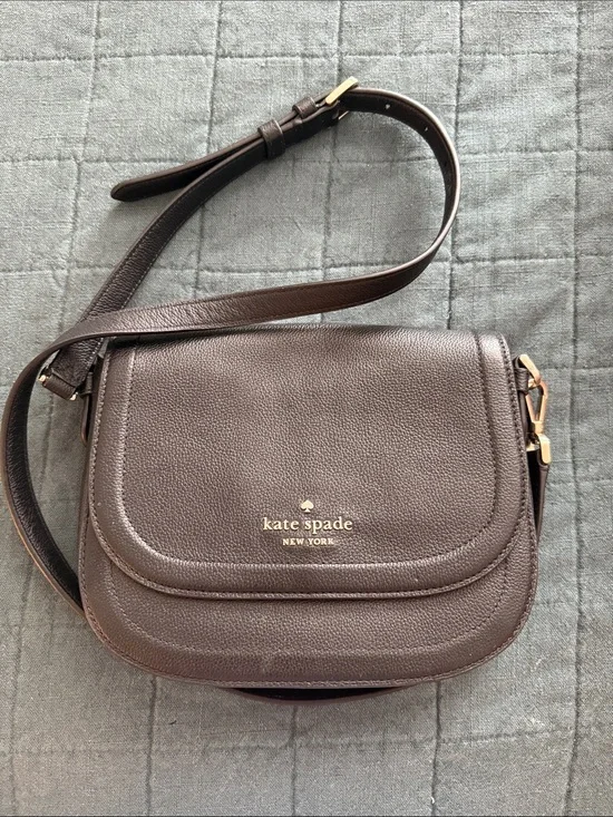 kate spade Brown Pebbled Leather Crossbody with Gold Hardware