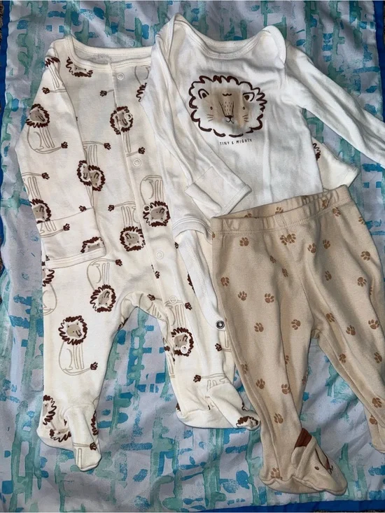 Carter's Cream and Brown Lion Print Baby 3-Piece Matching Set