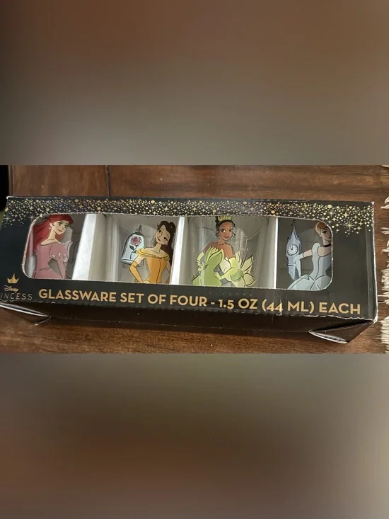 Disney Princess Glassware Set of Four - Colorful Princess Prints