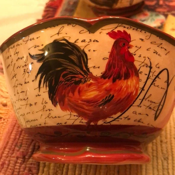 Certified International~Tuscan Rooster~Pamela Gladding~Individual Ice Cream Dish