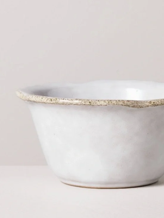 Magnolia White reactive glaze Ceramic‎ mini bowls with Speckled Tan Edge