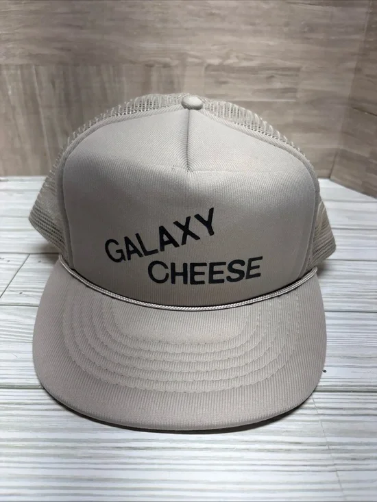 Galaxy Cheese Trucker Hat in Light Beige