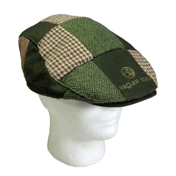 Raglan Road Scally Cap Green Plaid Tweed Hat Patchwork Academia Academic Preppy