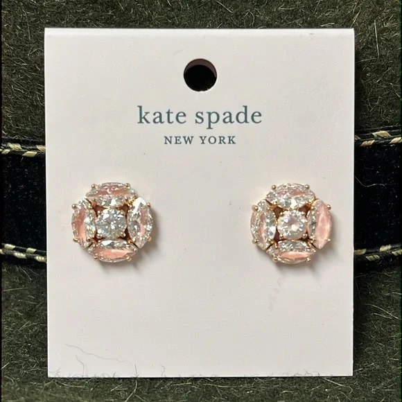 Brand New Kate Spade Flying Colors Blush Post Earrings Marquise Cluster Studs