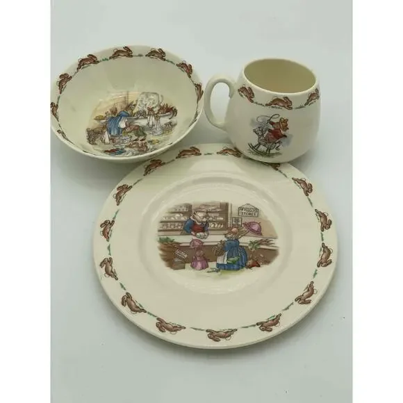 Ronald Daulton Bunnykins Plate Bowl Mug Peter Rabbit‎ Children's Vintage  Set