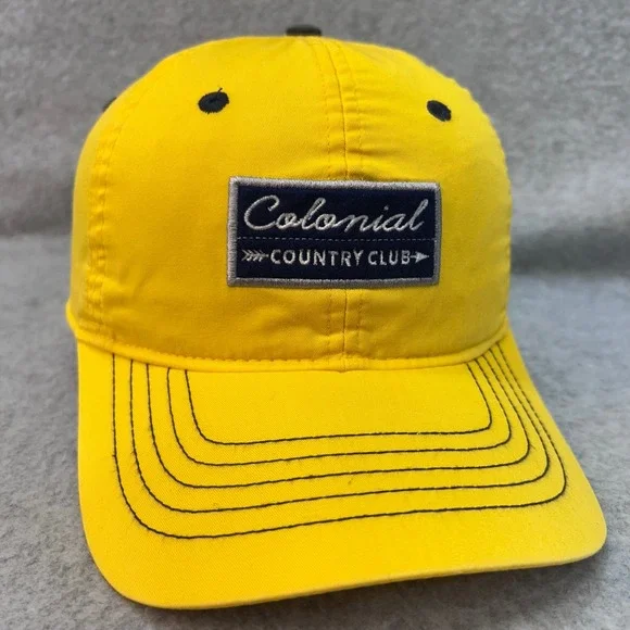 Colonial Country Club Mens Yellow Ahead Hat Golf Lightweight Classic Cut OSFA