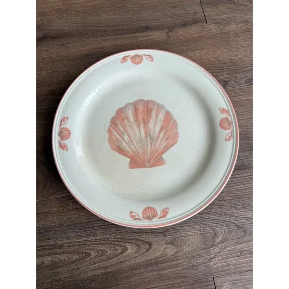 Sangostone‎ Coquille Seashell Chop Plate Vintage Coastal Pink Stoneware 12