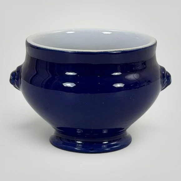 Emile Henry Lion Head French Onion Soup Bowl Blue Stoneware France‎