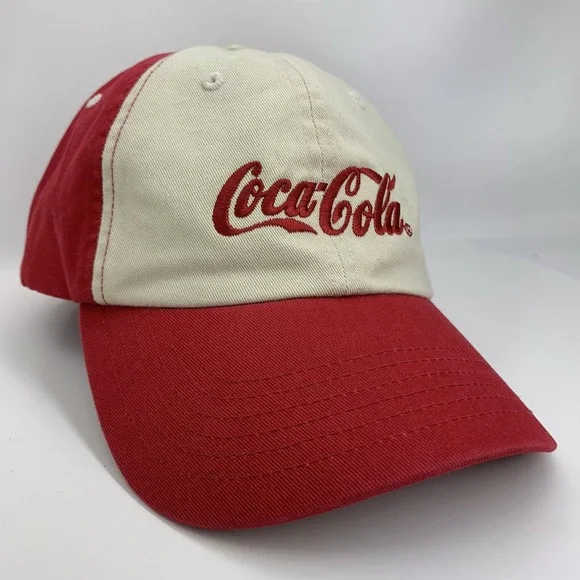 Coca Cola Hat Red Cream Adjustable OSFA Strapback Baseball Cap