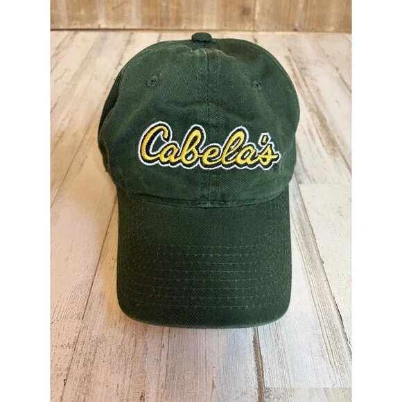 Green Adjustable Cotton Ball Cap Hat, One Size Unisex Adults