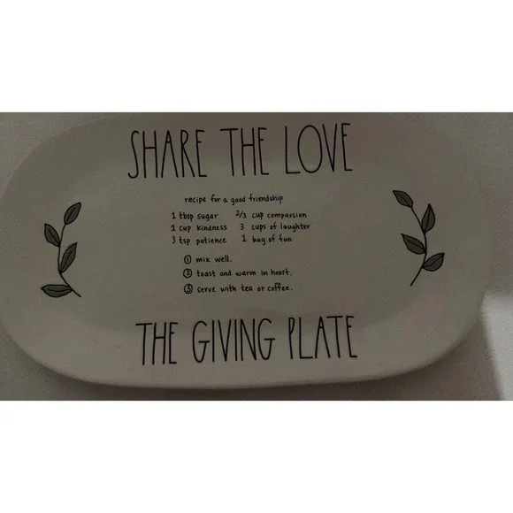 Rae Dunn SHARE THE LOVE THE GIVING PLATE Serving Tray Platter 9