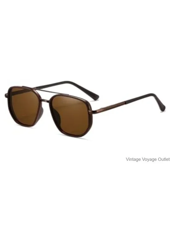 Polarized UV400 Square Aviator Sunglasses Metal Frame Retro Shades Driving Beach