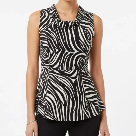 Kate Spade Look For the Silver Lining Zebra Peplum Sleeveless Top 2