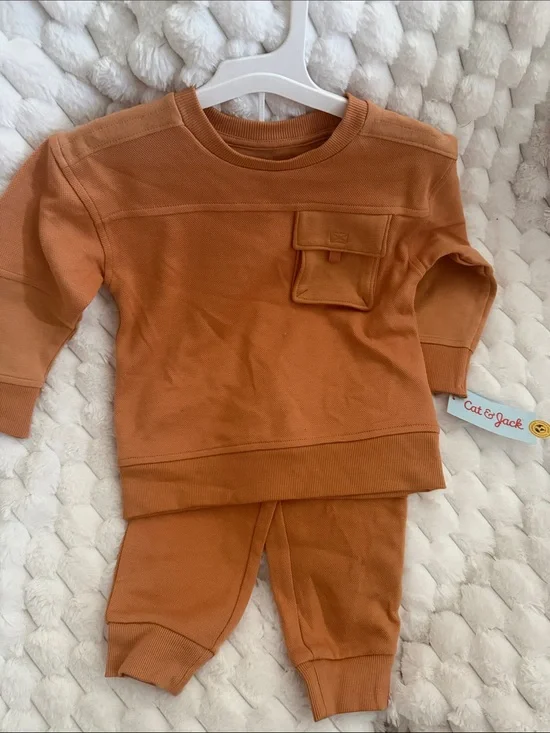 Cat & Jack Rust Orange Baby Sweatshirt and Joggers Set