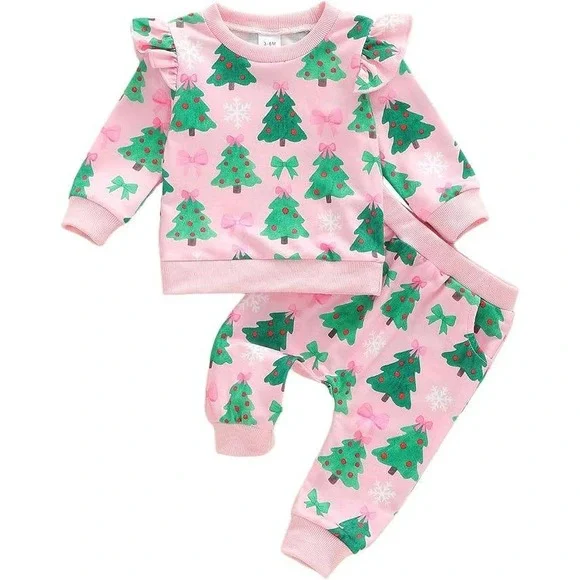 BemeyourBBs Newborn Toddler Baby Girl Outfit 18-24M Ruffle Shirt & Pants