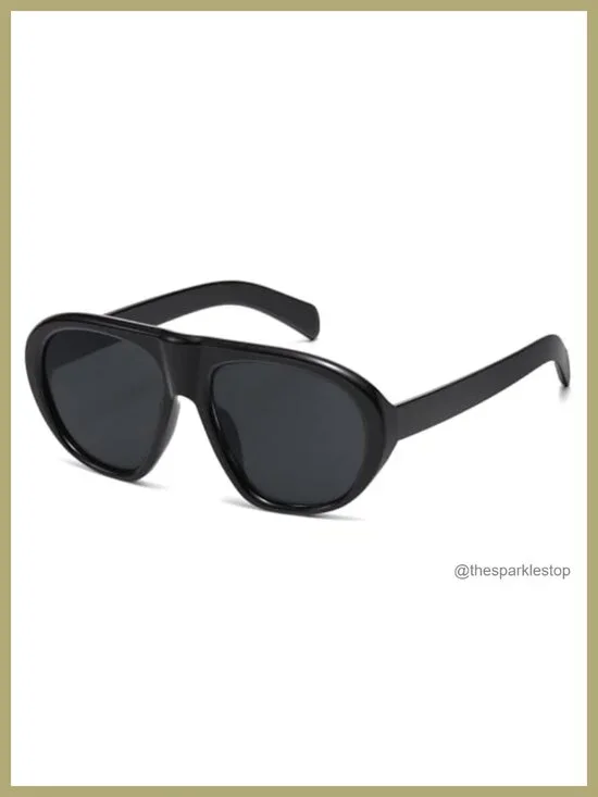 Retro Oversized Flat Top Aviator Sunglasses for Women Men UV400 Protection