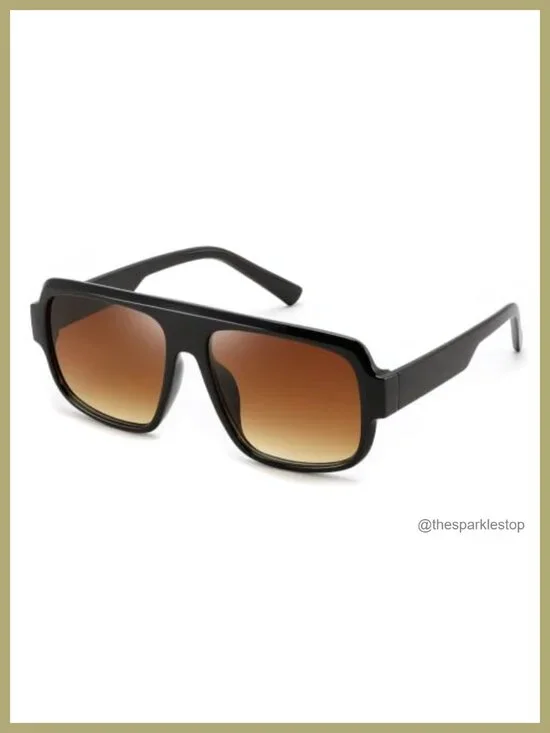 Retro Square Aviator Sunglasses Oversized Flat Top UV400 Fit Medium Large