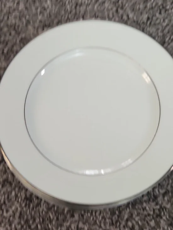 Gorham White Porcelain Dinner Plate with Silver Band