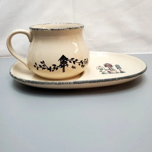 New!!! Home‎ & Garden Party Soup Mug and Sandwich Plate ♡  Birdhouse 2005