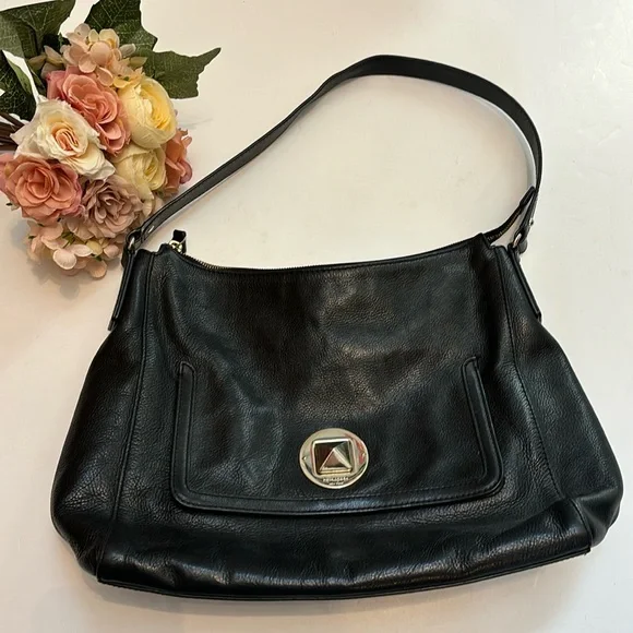 Kate Spade Black pebble leather shoulder bag NYC GIRLIE 90s Y2K