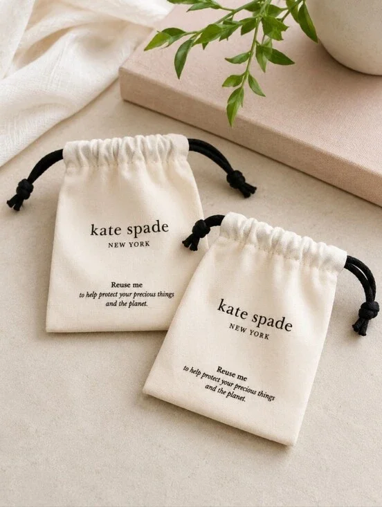 Kate Spade New York Small Drawstring Dust Bags Lot of 2 Jewelry Pouch Storage Ba
