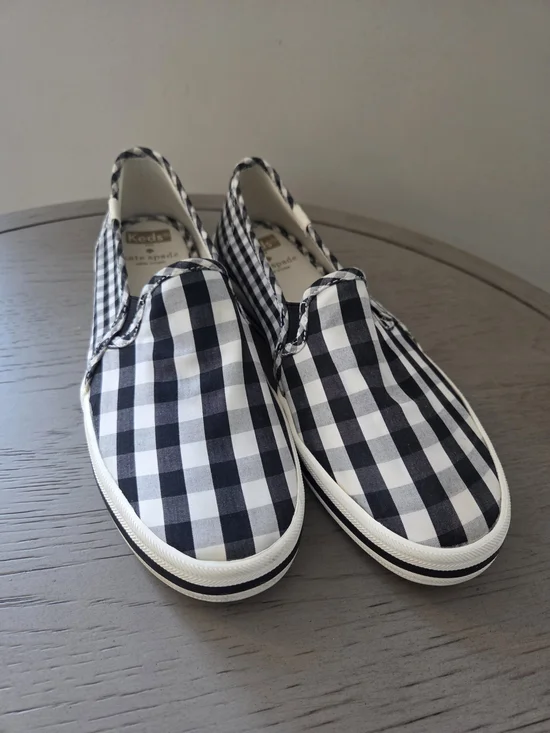 Keds x Kate Spade Black & White Gingham Slip-Ons Womens 7.5
