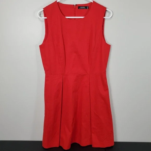 Kate Spade Saturday High Risk Red Sleeveless Pleated Fit & Flare Dress Size 8‎