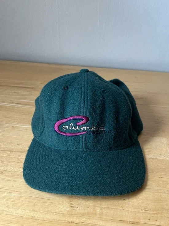 Columbia Vintage Dark Green Wool Blend Cap with Embroidered Logo
