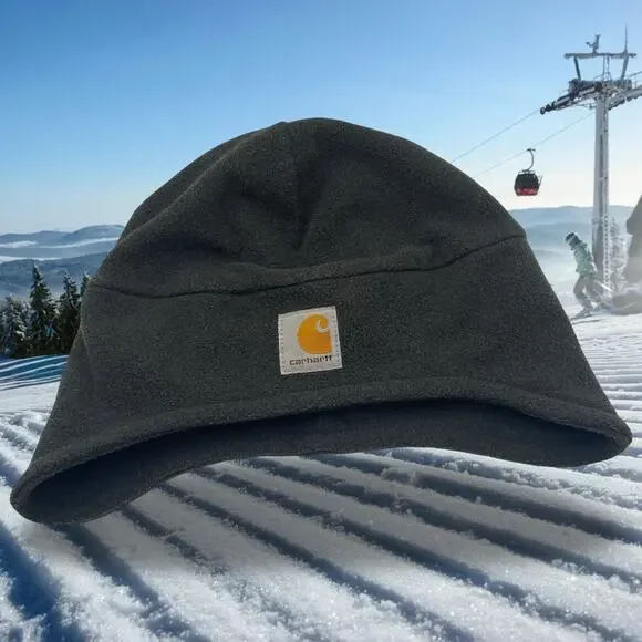 Carhartt 2-in-1 Fleece Beanie Hat Face Mask Pull Down Earflaps Gray 100141 Snow
