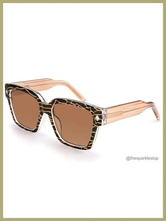 Oversized Square Sunglasses UV400 Protection Women Men Retro TR90 Frame