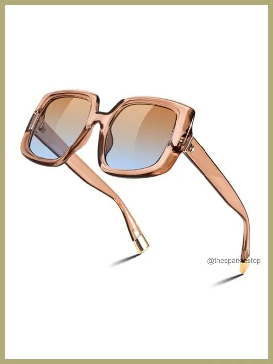 Oversized Square Sunglasses UV400 Protection Vintage Retro Thick Frame