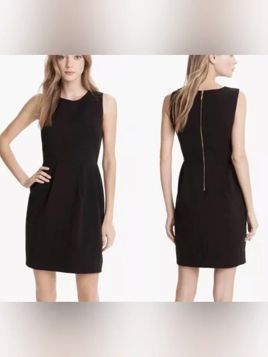 Kate Spade New York Tiff Pleated Black Sheath Dress 10 classy elegant staple lux