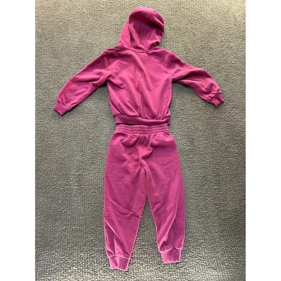 Nike Kids Berry Pink Fleece Tracksuit Full Zip Hoodie and Joggers Set Size 4-5Y