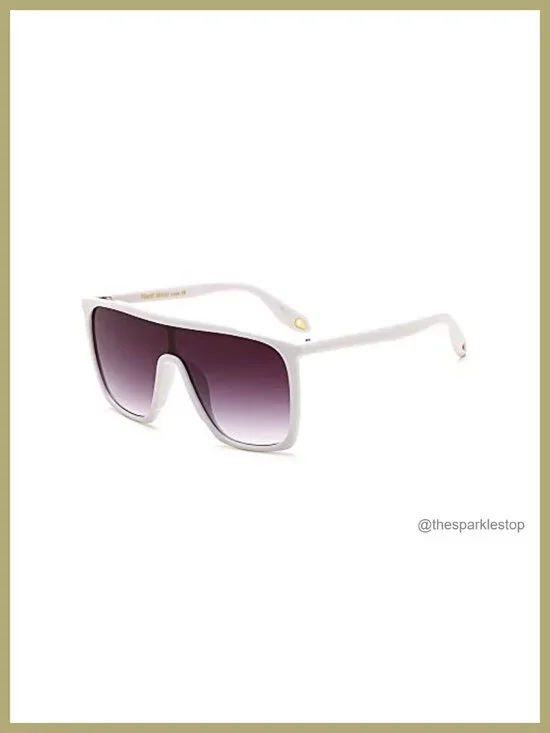 Oversized 70s Retro Sunglasses Unisex Flat Top Square One-Piece Lens Shield