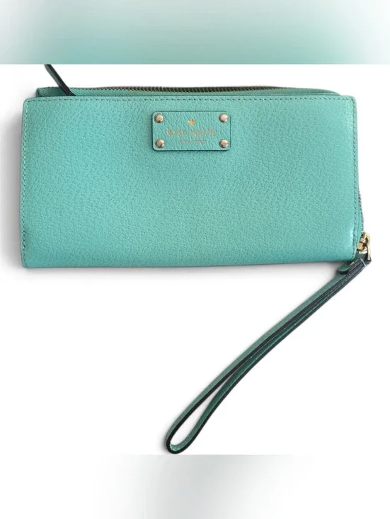 Kate Spade Wellesley Neda Continental Leather Zip-Around Wallet In Teal